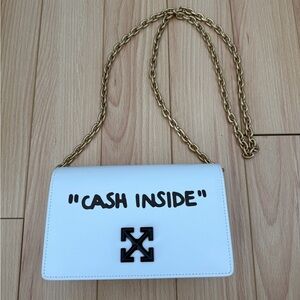 Off-White White Crossbody Bag with Gold Chain